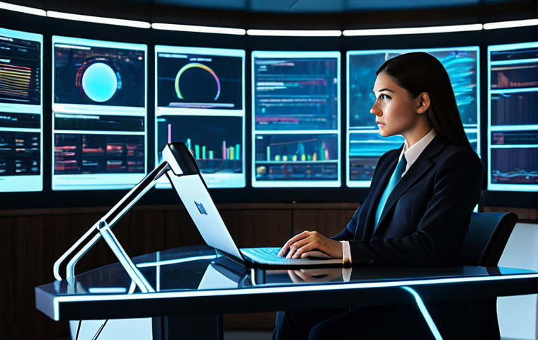 A focused professional, gender-neutral, in a modest business suit, fully clothed, appropriate attire, sitting at a sleek, minimalist desk in a futuristic, dimly lit office. Holographic data streams and screens displaying vast amounts of information surround the figure, subtly forming an enclosing 'filter bubble' effect around them, suggesting a narrowed perspective despite the abundance of data. The expression is one of deep thought but also slight overwhelm. Professional photography, cinematic lighting, high detail, perfect anatomy, correct proportions, natural pose, well-formed hands, proper finger count, natural body proportions, safe for work, appropriate content, family-friendly.